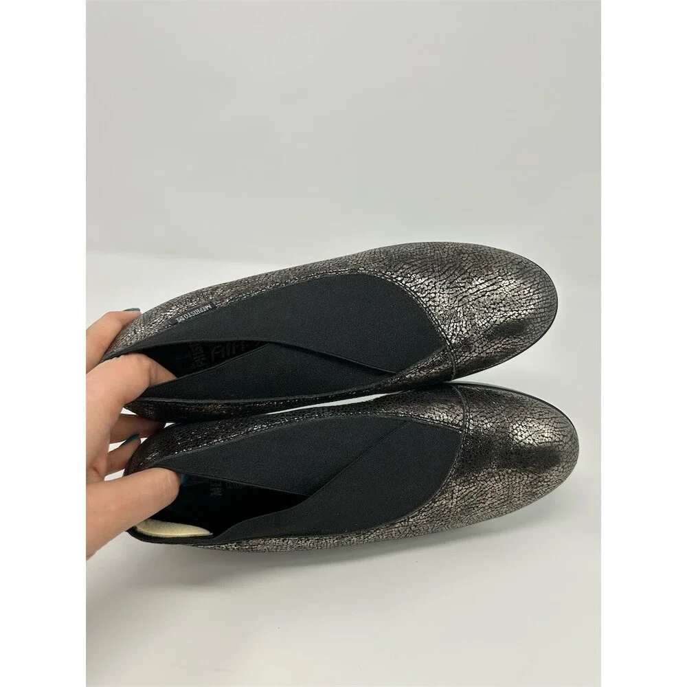 Mephisto Palmyre Womens Slip-On Comfort Flats Black Metallic Crackle Size 7.5